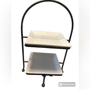 Porcelain palm appetizer set up